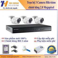 Trọn bộ 3 camera Hikvision chính hãng giá rẻ