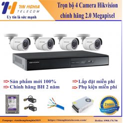 Trọn bộ 4 camera Hikvision chính hãng giá rẻ