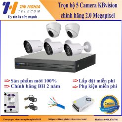 Trọn bộ 5 camera kbvision chính hãng giá rẻ