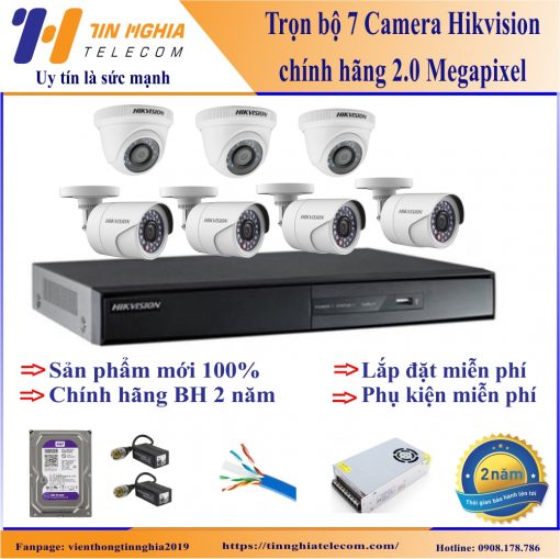 Trọn bộ 7 camera Hikvision chính hãng giá rẻ